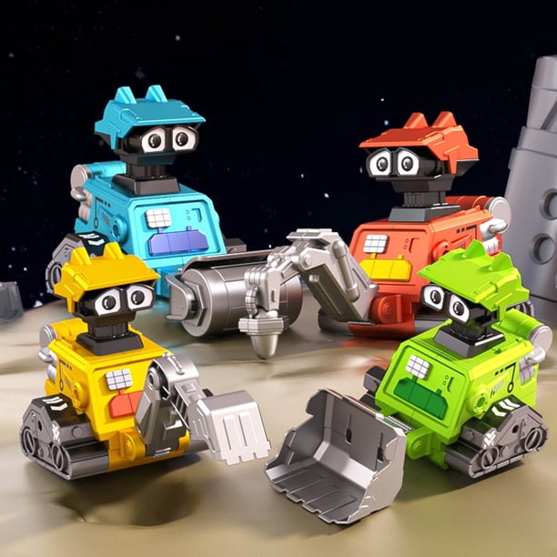 Liquidación de traje de ingeniería de prensa de otoño para niños de Staron (azul), traje de ingeniería de prensa de otoño para niños, pequeño coche de juguete deslizante, robot excavador hacia atrás