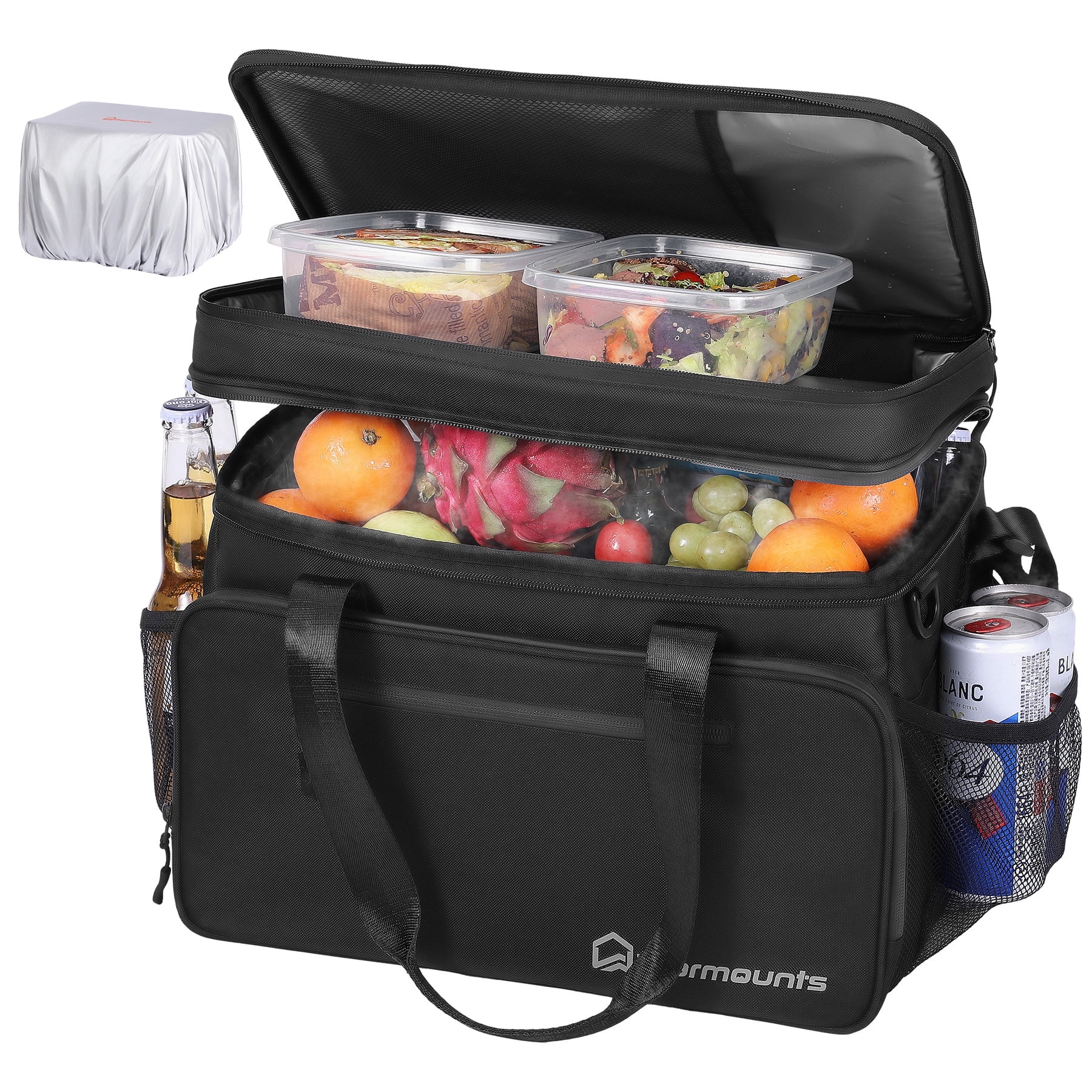 WARMOUNTS Insulated Bag 48 Cans & Soft Cooler Bag 2 in 1, w/ Insulating Cover, Upgraded Leakproof Camping Cooler Bag 2 Compartment for Camping Hiking Picnic Beach