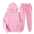 thumbnail image 2 of Womens 2 Piece Outfits Lounge Hoodie Sweatsuit Sets Plus Size Fall Fashion Clothes Airport Travel Pants Tracksuits Light pink M, 2 of 3