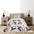 thumbnail image 3 of Ambesonne Penguin Quilted Coverlet 2 Pcs, Romance Heart Shape, Twin Size, Mustard White Black, 3 of 5