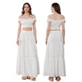 thumbnail image 3 of Michellecmm  Women’s Two Piece Outfits Off Shoulder Frill Crop Tops and Long Skirt, 3 of 9
