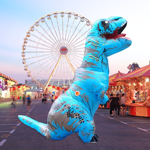 Disfraz De Dinosaurio Modelo de dinosaurio de dibujos animados, animal inflable para disfraces de Halloween (azul) Wdftyju Libre de BPA