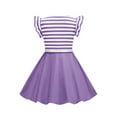 thumbnail image 5 of vdgthytj Toddler Girl's Vintage Dress Summer Striped Ruffle Sleeve Flare A-Line Birthday Party Dress with Belt, 5 of 9