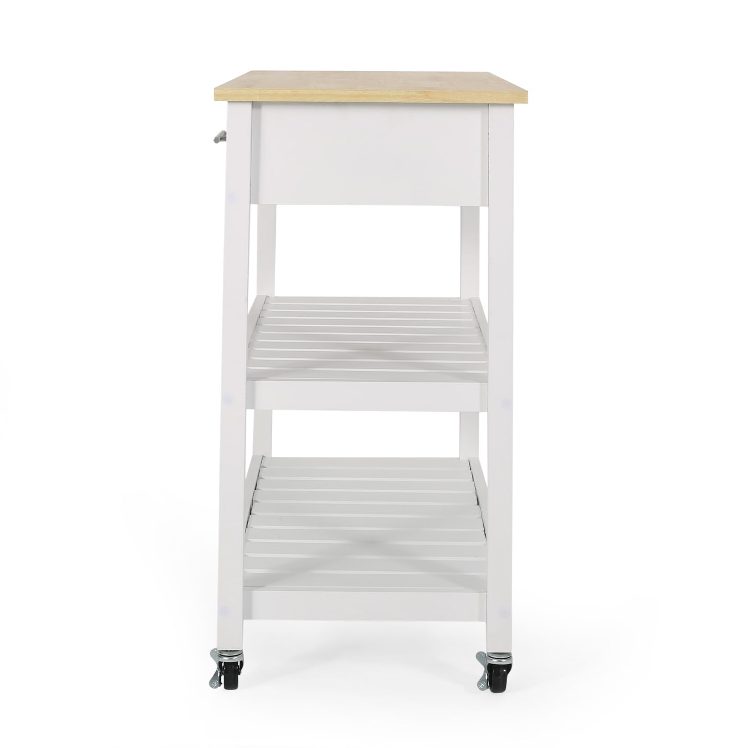Kadyn Kitchen Cart, Kitchen Island Cart with 2 Drawers and 2 Slatted Shelves, Modern Kitchen Cart Table with White, White Kadyn Kitchen Cart, Kitchen Island Cart with 2 Drawers and 2 Slatted Shelves, Modern Kitchen Cart Table with White, White