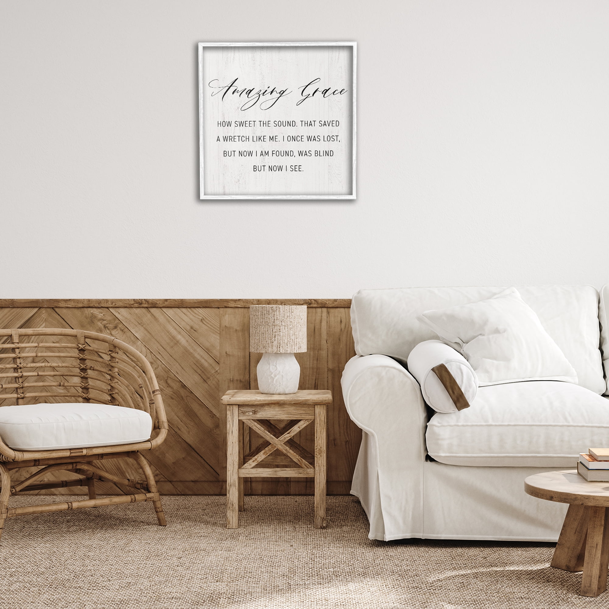 Stupell Industries Spiritual Amazing Grace Religious Painting White Framed Art Print Wall Art, 24 x 24