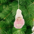 thumbnail image 4 of Mini colgante adorable de muñeco de nieve de 10x8cm, colgante de bola de Navidad para decoración de árbol de Navidad, color rosa, 4 of 5