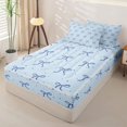 thumbnail image 2 of Homewish Dreamy Princess Style Zipper Twin Comforter Sets with Fitted Sheet and 2 Pillowcases,Blue Cute Bow Tie Zipper Bedding Set For Bowknot Lovers,Reversible,4-Piece, 2 of 7