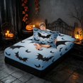 thumbnail image 4 of Homewish Scary Bat Silhouette Twin Sheets, Halloween Horror Bedding, Sky Blue Black, 3pcs (1 Flat Sheet, 1 Fitted Sheet and 1 Pillowcase), 4 of 6
