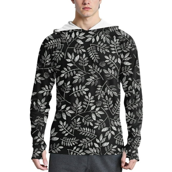WTOBBY Men's Long Sleeve Camouflage Hoodie with SPF/UV Protection, Sun Protective Shirt for Daily Use, Quick-Dry and Breathable Design for Comfort ,Black L