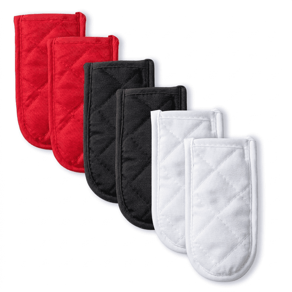 ROSEXIXI Kitchen Hot Pads, 6-Pack 6" x 3" Quilted Pot Holders – Heat Resistant Cotton Handle Sleeves for Cast Iron Skillet, Frying Pan and Cooking Utensil Set