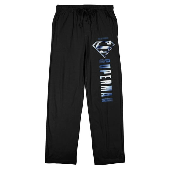 Superman Classic Logo Men's Black Graphic Sleep Pants-Medium