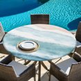thumbnail image 6 of Ombre Blue Coastal Round Tablecloth 36-44 Inch Round Fitted Table Cloth with Elastic Edge, Summer Ocean Beach Gradient Waves Beige Waterproof Table Cover Protector for Outdoor Picnic Party Dining, 6 of 9
