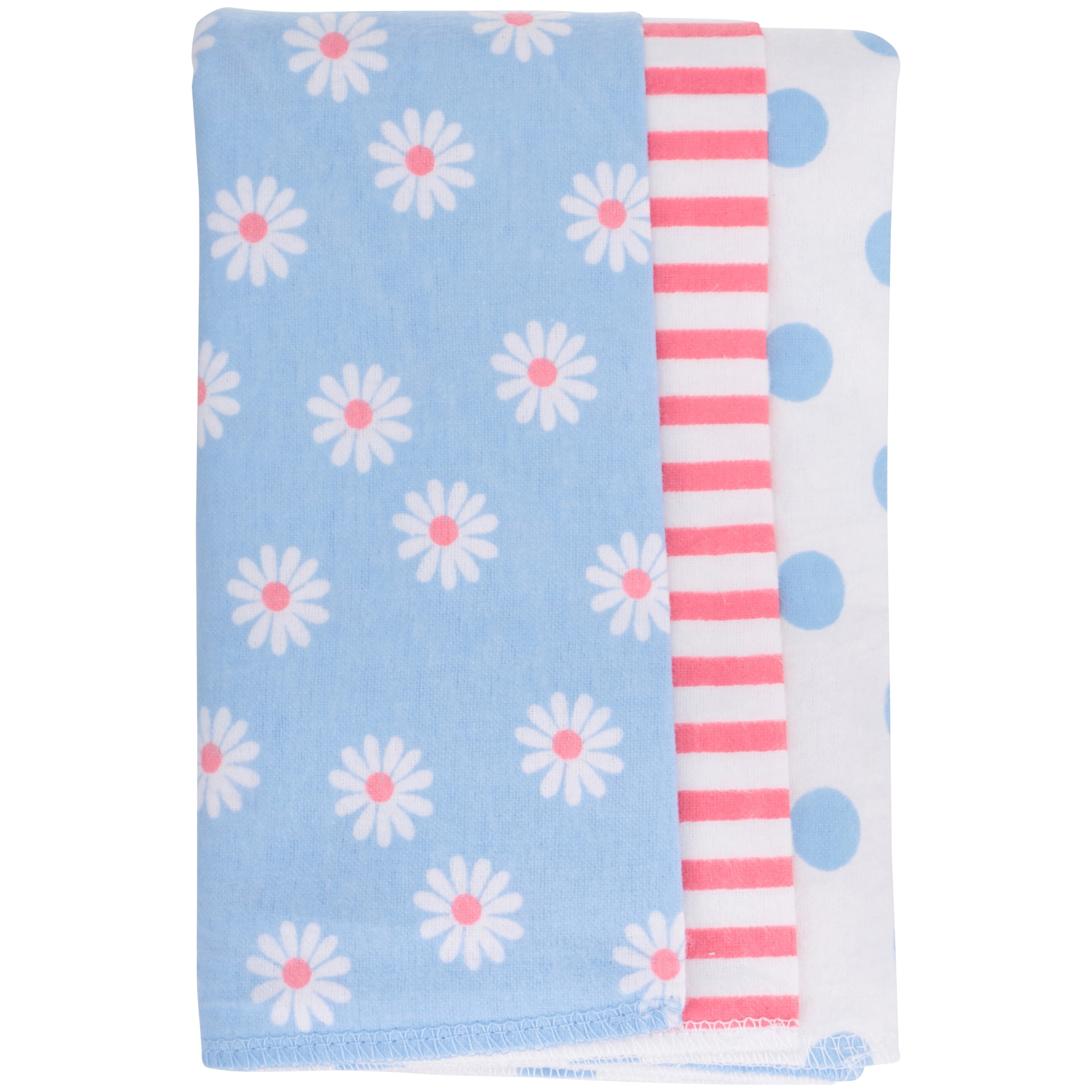 Gerber Cotton Burp Cloth, 3pk, Blue and Pink, Girls
