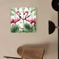 thumbnail image 4 of 16 Inch Wall Clock Battery Operated Square Clock Decorative for Office, Kitchen, Outdoor, Living Room，Palm Leaf Tropical Plant Pink Flamingo Image, 4 of 4