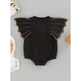 thumbnail image 4 of Franhais Baby Casual Long Sleeve Romper Cute Halloween Bat Wings Bow Round Neck Triangle Jumpsuits, 4 of 9