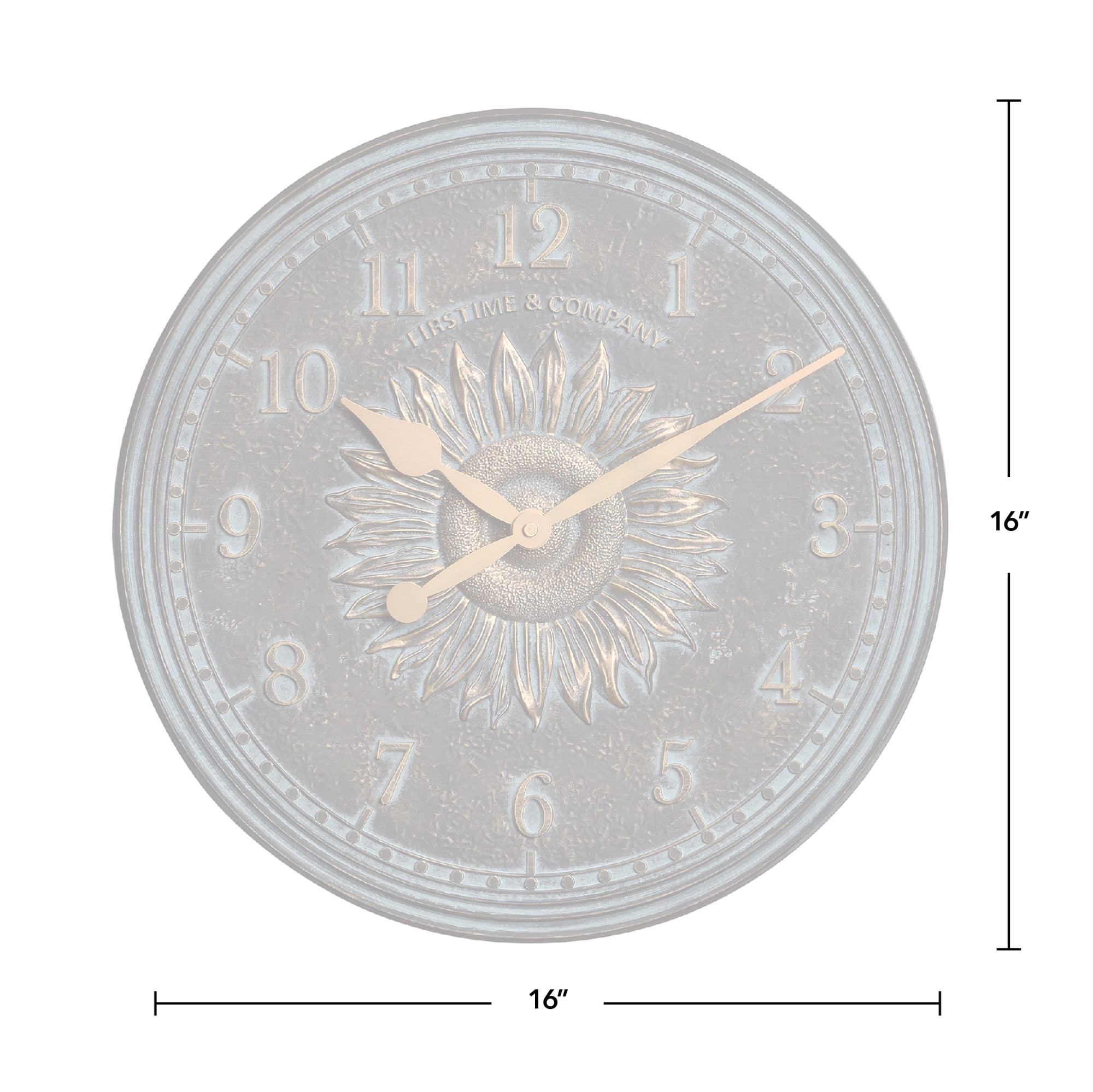 FirsTime & Co. Verdigris Calisto Sunflower Outdoor Wall Clock And Thermometer 2-Piece Set, Rustic, Analog, 16 x 1.12 x 16 in