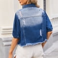 thumbnail image 4 of Birdeem Veste en Denim pour Femmes, Mode, Col à Revers Coloré, Manches Amincissantes, 4 of 12