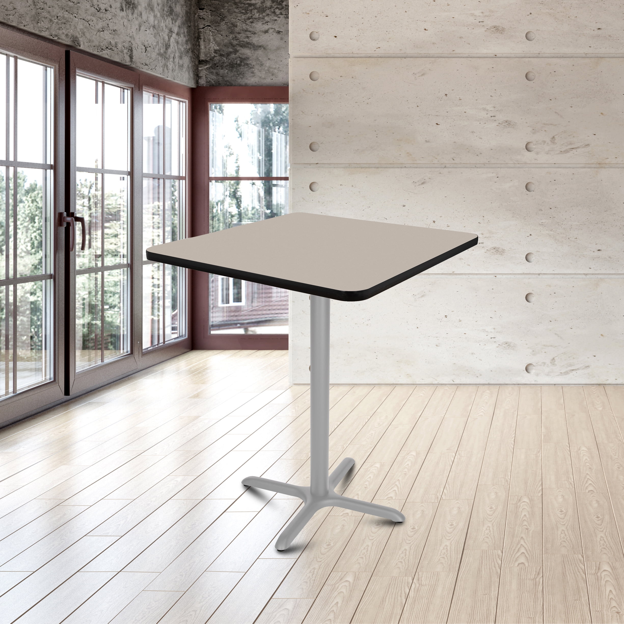 Hampden Furnishings Bennet Collection Steel Frame 36" Square Top, X Base, 42" Height, Cafe Table Grey Frame/Grey Nebula Top