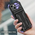 thumbnail image 5 of Case for iPhone 12,Military Grade [Built-in Kickstand] with Card Holder Dual-Layer Design Heavy Duty TPU+PC Shockproof Protection Phone Case for iPhone 12,6.1 inch (Purple), 5 of 18
