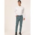 thumbnail image 3 of Unique Bargains Men's Plaid Pants Casual Slim Fit Flat Front Skinny Checked Dress Pants 38 Green, 3 of 6