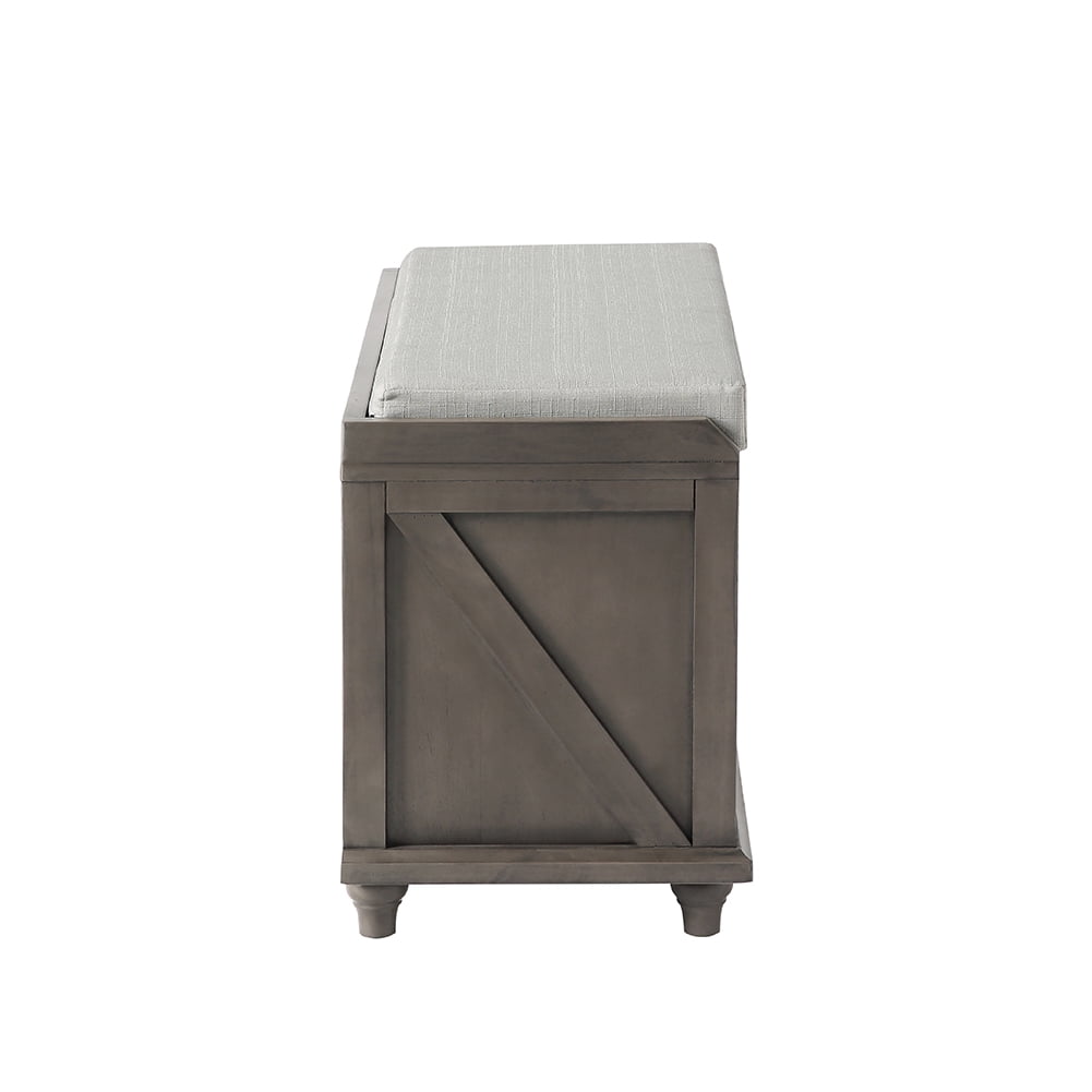 Private Jungle Homes Collection Wood Wicker Storage Bench with 2 Woven Baskets,Dark Gray Private Jungle Homes Collection Wood Wicker Storage Bench with 2 Woven Baskets,Dark Gray