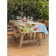 thumbnail image 3 of Outdoor Tablecloth with Umbrella Hole for Patio/Picnic/Party/Camping, Gnomes Sunflower Waterproof Table Cloth Rectangle Table Cover Washable, Elegant Pastoral Summer Botanical Wooden (60"x 120"), 3 of 8