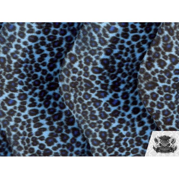 Velboa Faux Fake Fur Short Pile Blue Cheetah Fabric
