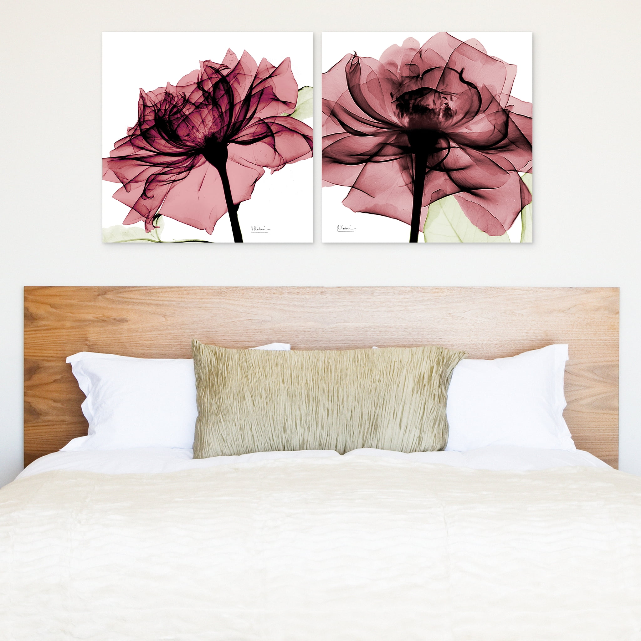 Empire Art Direct Chianti Rose I & II Frameless Free Floating Tempered Glass Panel Graphic Wall Art, 24" x 24" each, Ready to Hang