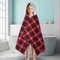 thumbnail image 6 of Red and Black Plaid Pattern Hooded Bath Towel，60"x35" for Ages 3 To 12 Kids, Quick Dry Lightweight Soft Microfiber Hood Beach Towel Cover Up for Kids, 6 of 7
