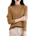 thumbnail image 3 of ManxiVoo Women's Ribbed Knit Turtleneck Sweater Long Sleeve Pullover Basic Top for Fall 2025 Versatile Layering Piece XXL Size Coffee, 3 of 6