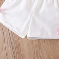 thumbnail image 6 of kpoplk Toddler Baby Girl Clothes Summer Linen Outfit Bows Ruffle Vest Shirts + Ruffled Short Set 12 18 24 Month 2T 3T(Pink,3-4 Y), 6 of 7