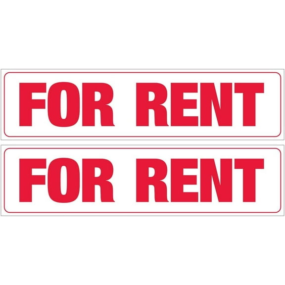 Real Estate Sign - 6" x 24" Includes 4-8" Individual Sign Stakes (2, For Rent)