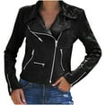 thumbnail image 2 of YODETEY Womens Winter Ladies Vintage Zipper Bomber Jacket Casual Coat Outwear Black 12(XXL), 2 of 5
