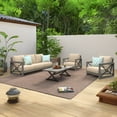 thumbnail image 5 of Ulax Furniture Patio Outdoor 3-Seat Aluminum Sofa With Sunbrella Cushions, 5 of 6