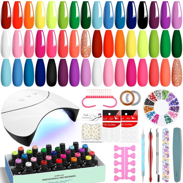 Kit de esmaltes de uñas en gel VANREESA, 42 unidades con luz UV, 24 colores