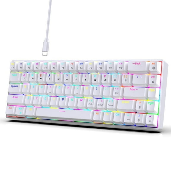 68 Key RGB Backlit Mechanical Keyboard With Hot Swappable Switches Ergonomic 19 Lighting Mode For Gaming Typing
