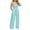 Blue, variant on Women Solid Ruffle Lace Sleeveless Jumpsuit - Lace Up, Medium Length Straight Trousers, Polyester and Spandex Material