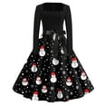thumbnail image 2 of Christmas Dresses for Women Long Sleeve Flare Dress with Merry Christmas Print for Hollow Party Casual Square Collar Dresses,Black,, 2 of 4