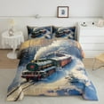 thumbnail image 2 of jejeloiu Retro Train Queen Comforter Set,Hello Winter Bedding Sets,Rustic Western Farmhouse Bedding Comforter Set For Men Women,Ultra Soft Home Decor Reversible,3pcs, 2 of 8