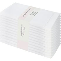 PurpleEssences 12 Hemstitch Cotton Dinner Napkins - Soft, Durable, Washable | 18x18 - White