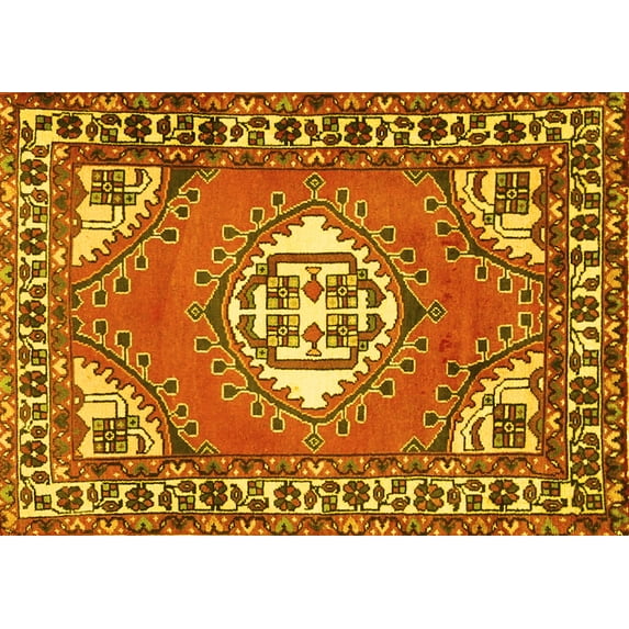 Ahgly Company Indoor Rectangle Persian Yellow Traditional Area Rugs, 7' x 9'