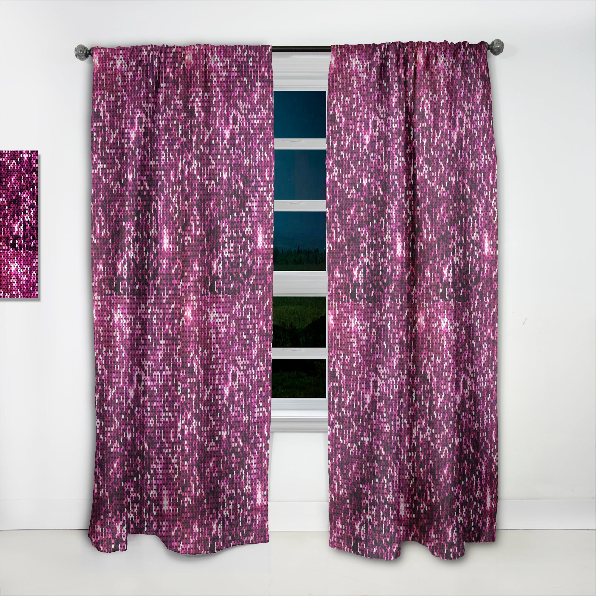 Designart 'Pink Sparkle Glitter Retro' Mid-Century Modern Curtain Panel