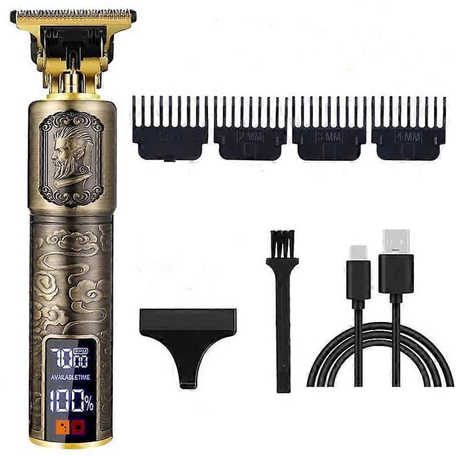 Cortapelos para hombre, recortadora inalámbrica con cuchilla en T y precisión de corte sin separación, kit de cuidado de barba y cabello recargable por USB de 3 velocidades.