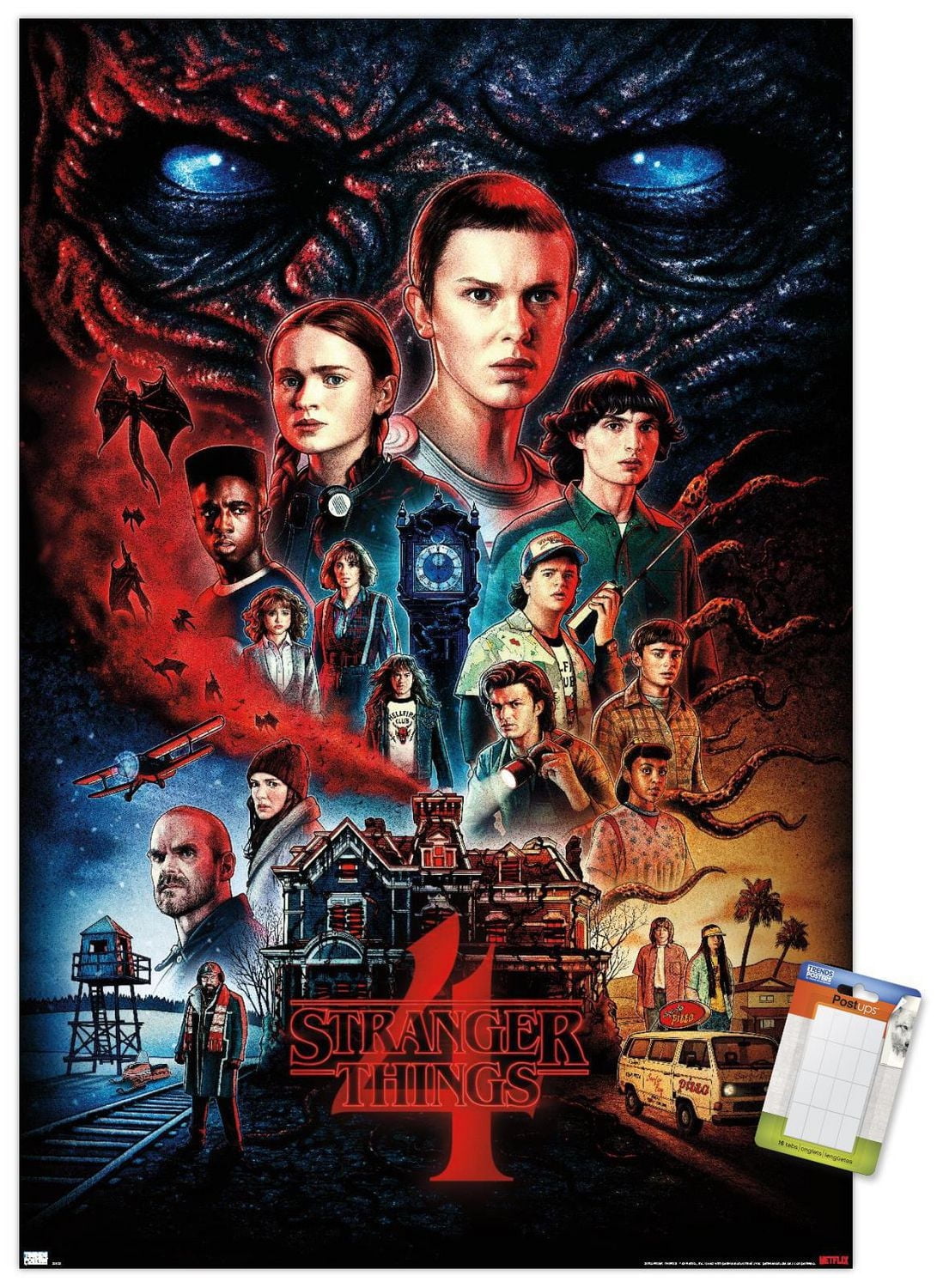 Netflix Stranger Things: Season 4 – One Sheet 22.375" x 34" Wall Poster with Beechwood Magnetic Frame, by Trends International