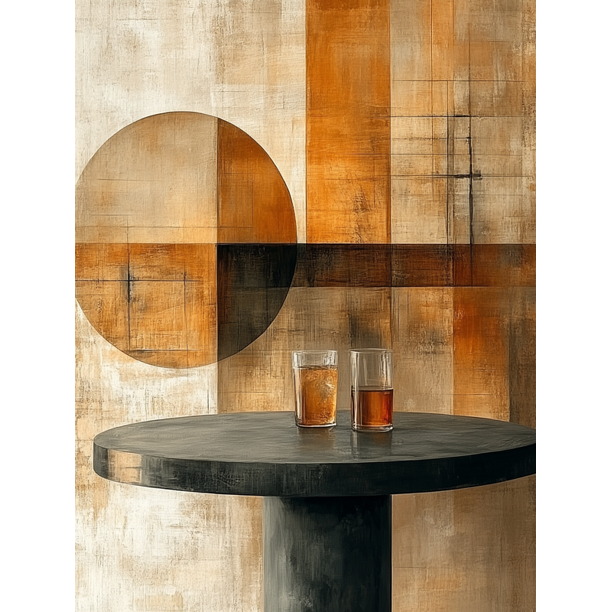 Qisvanset 12x16 Inch Tan Polygon Abstract Canvas Wall Art, Mid Century Geometric Boho Modern Decor