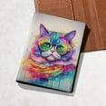 thumbnail image 5 of Hippie Exotic Shorthair Portrait oil painting Watercolor Tie-dye Vintage Travel Passport Wallet Cat Lover Kitten Owner Gifts PU Leather Passport Holder Cover - 00015, 5 of 5