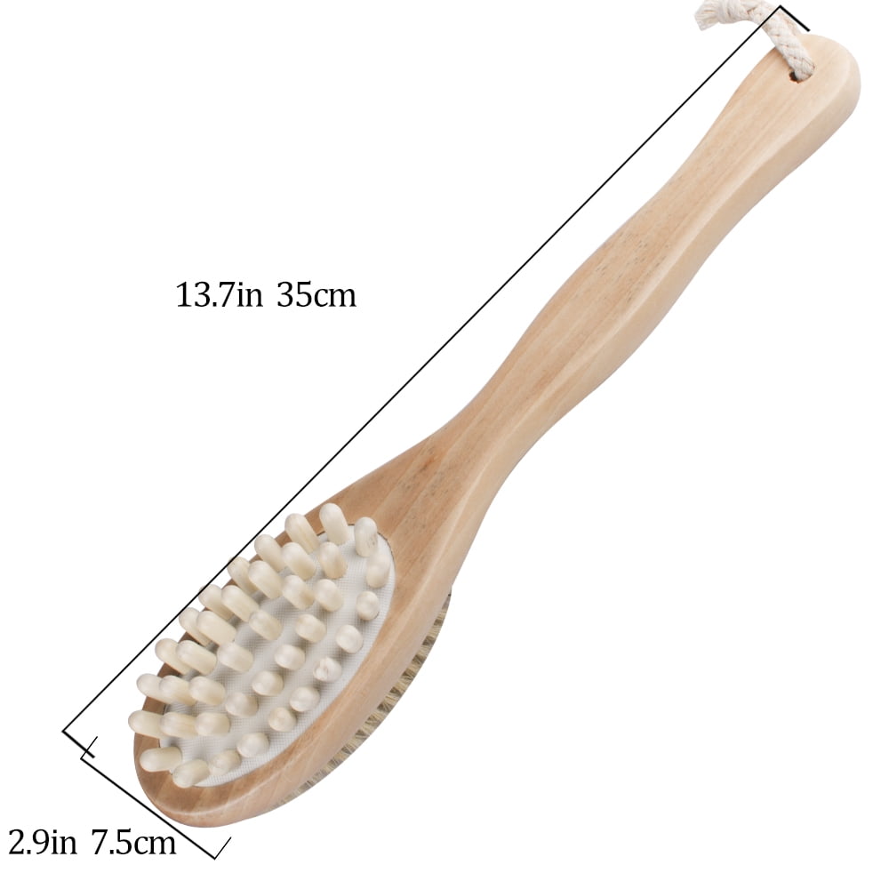 Natural Bristles Back Scrubber Shower Brush With Detachable Long Woode –  Vybella