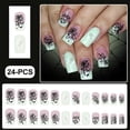 thumbnail image 2 of 24 uñas postizas cuadradas medianas de acrílico con diseño de telaraña para Halloween para mujer., 2 of 5