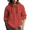 thumbnail image 2 of Beugl Mens Shirts Clearance, Men's Casual Fashion Hooded Spring and Autumn Long Sleeve Solid Color Cotton Linen Shirt Golf Shirts for Men, Polo Shirts for Men Red S, 2 of 9