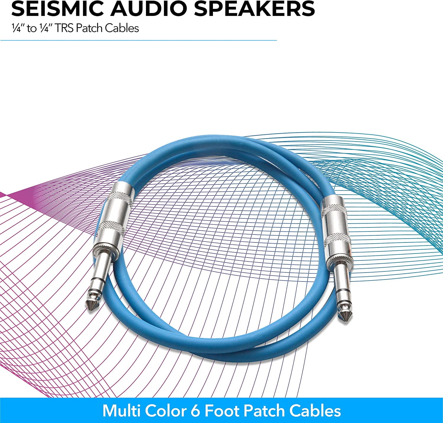 Seismic Audio SATRX-6 TRS Male-to-Male Cables, Multiple Colors, 6', 6-Pack